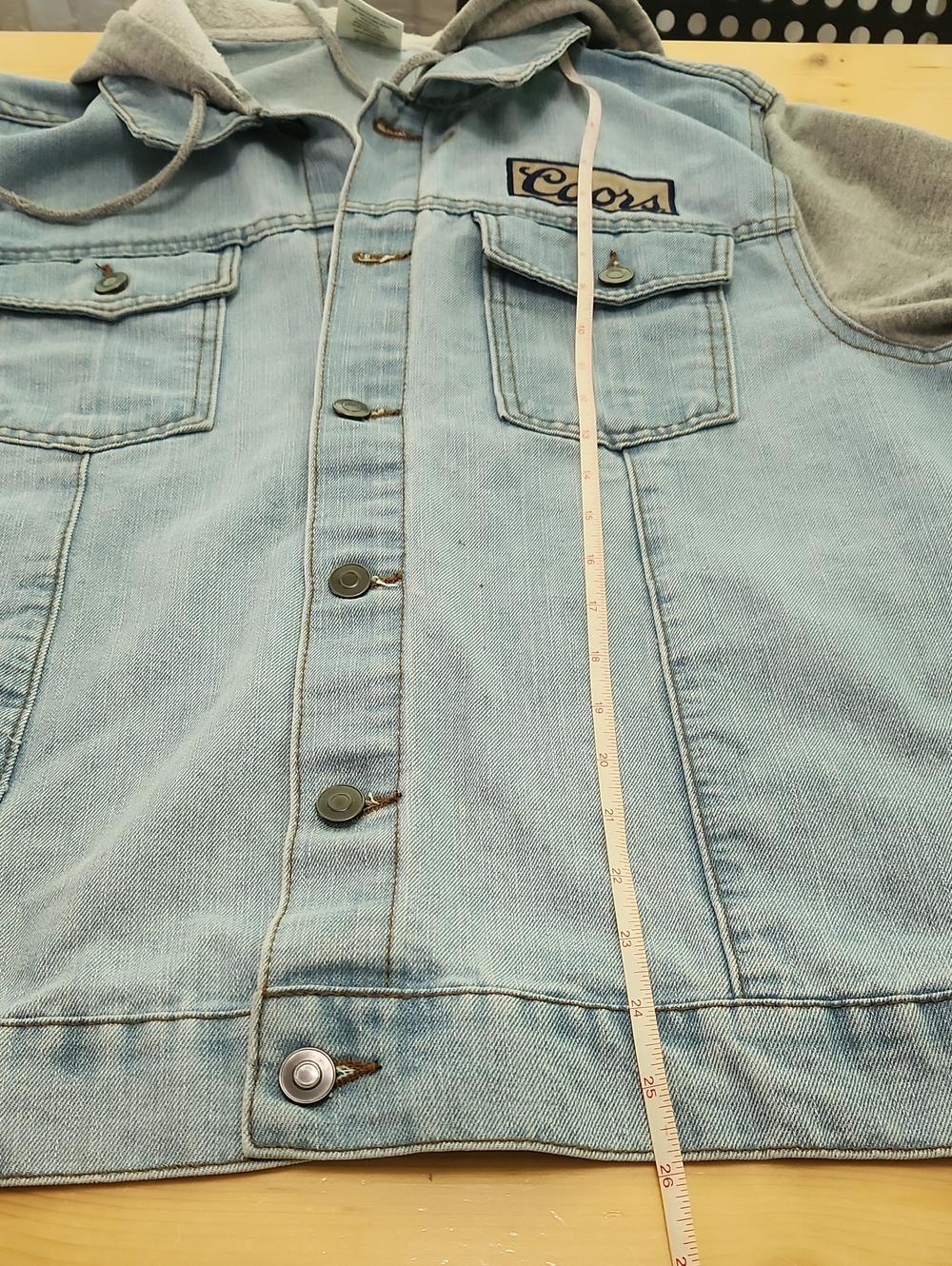 Coors Banquet Hooded Denim Trucker Jacket Light Wash L - Picture 13 of 16